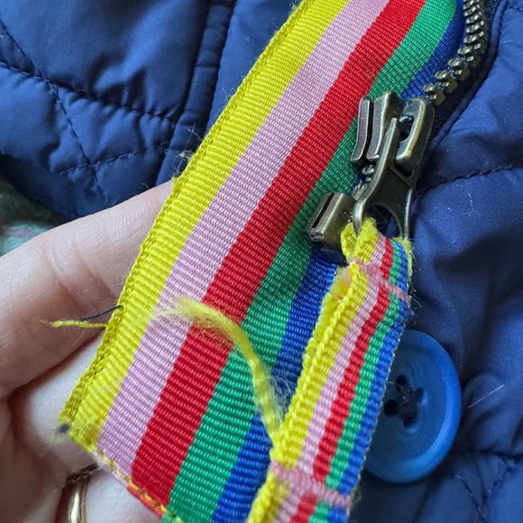 Boden Colorful Button Navy Quilted Jacket - Picture 9 of 9